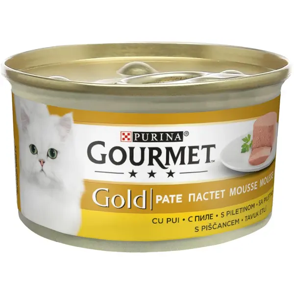 Hrana umeda pentru pisici Purina Gourmet Gold Mousse, Pui, 12 x 85g