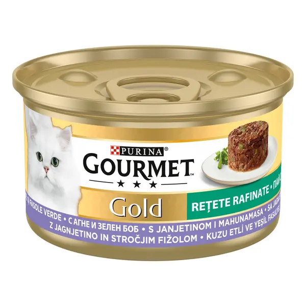 Hrana umeda pentru pisici Purina Gourmet Gold Savoury Cake, Miel si fasole verde, 24 x 85g