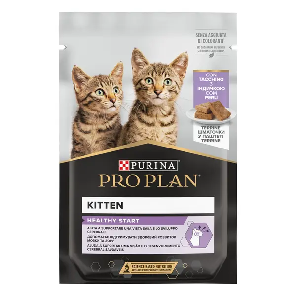 Hrana umeda pentru pisici Purina Pro Plan Kitten Healthy Start, Curcan, 85g