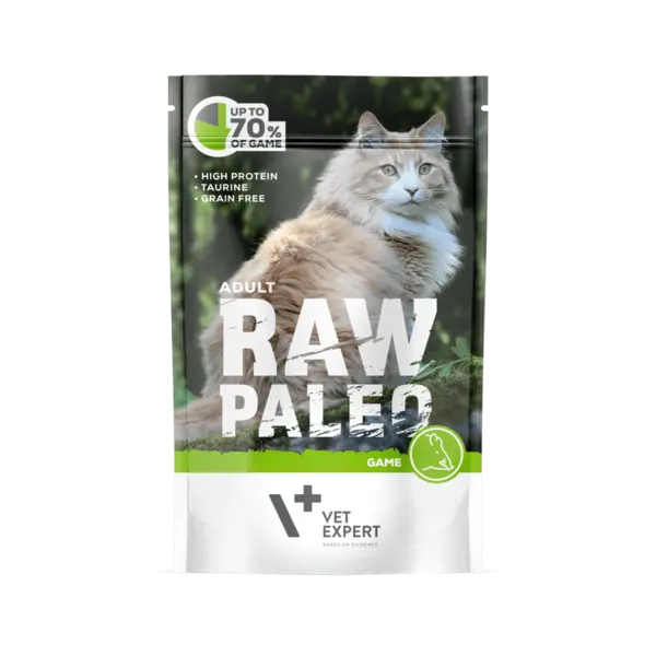 Hrana umeda pentru pisici, RAW PALEO CAT, adult, carne de vanat, 100 g