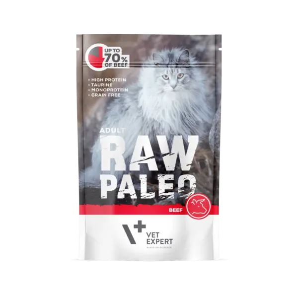 Hrana umeda pentru pisici, RAW PALEO CAT, adult, carne de vita, 100 g