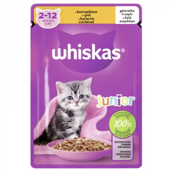Hrana umeda pentru pisici Whiskas Junior cu pui 85 gr