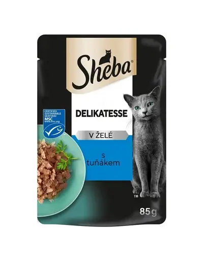 Hrană umedă pisici adulte ton în gelatină SHEBA Delicacy plic 85 g