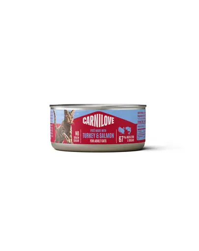 Hrană umedă pisici CARNILOVE Cat Can Paté curcan și somon 100 g