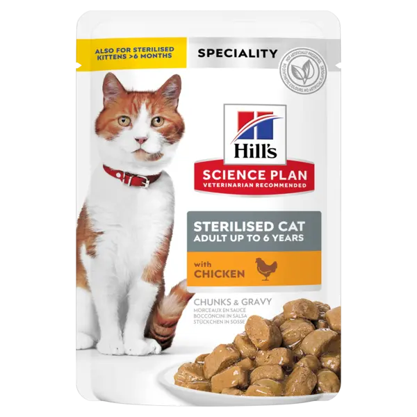 Hrana umeda pisici, Hill's Science Plan Feline Sterilised Adult Chicken, 85 g