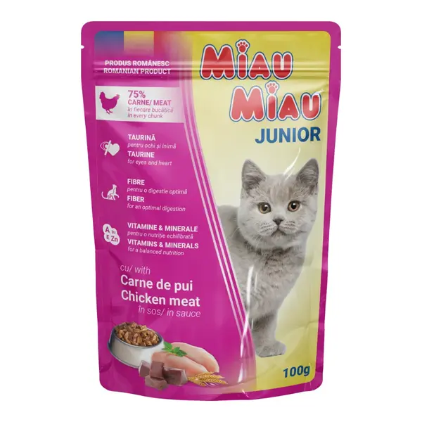 Hrana Umeda Pisici MIAU MIAU Junior Pui in Sos 100g 100g