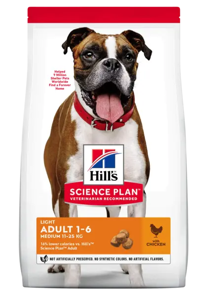 Hrana uscata caini, Hill's Science Plan Canine Adult Light Medium Chicken, 2.5 kg