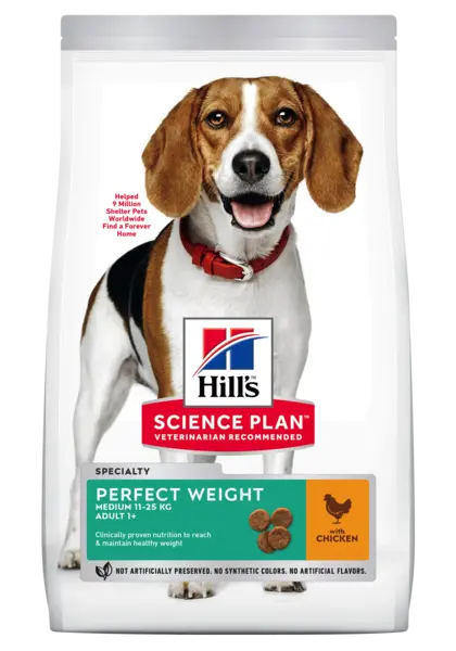 Hrana uscata caini, Hill's Science Plan Canine Adult Perfect Weight Medium Chicken, 2 kg