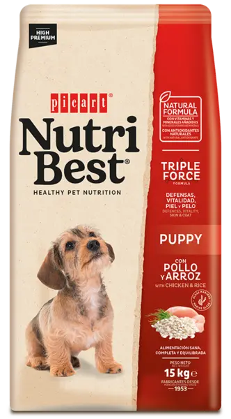 Hrana Uscata Caini Premium, NutriBest Puppy, Pui si Orez, 15 kg