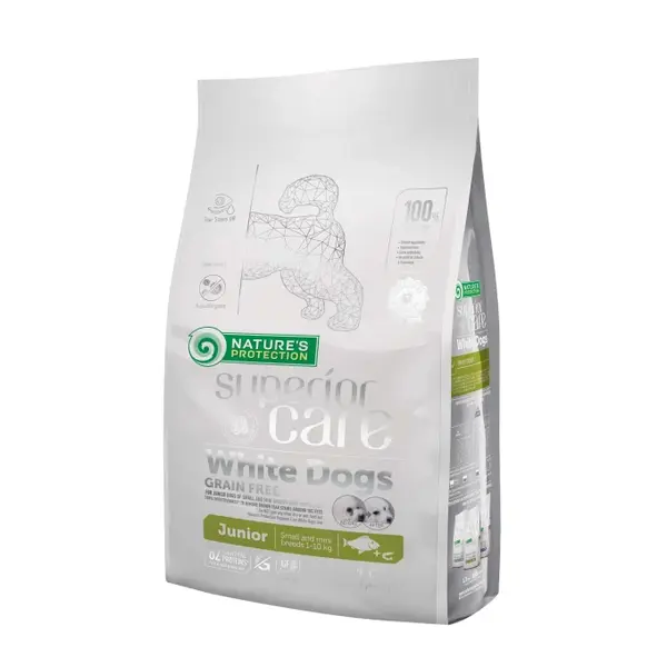 Hrană uscată fără cereale câini juniori NATURES PROTECTION Superior Care White Dogs Junior, Pește Alb 1.5kg 1.5kg