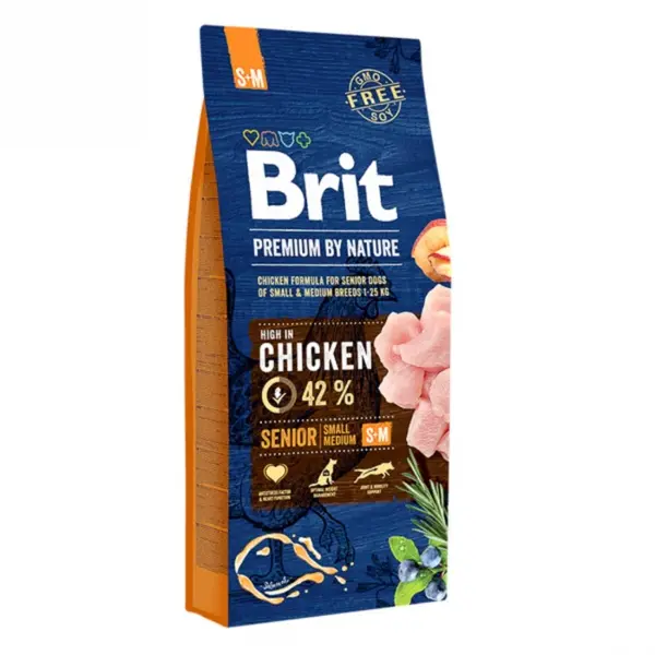 Hrana uscata pentru caini Brit Premium by Nature Senior S plus M 15 kg