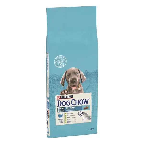 Hrana uscata pentru caini Dog Chow Junior, Talie Mare, Curcan, 14kg 14kg