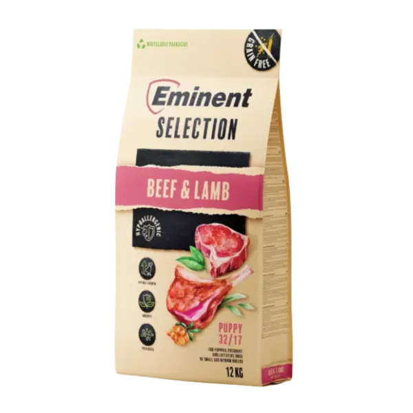 Hrana uscata pentru caini Eminent Selection Puppy, Vita si miel, Grain free, 32 17, 12kg