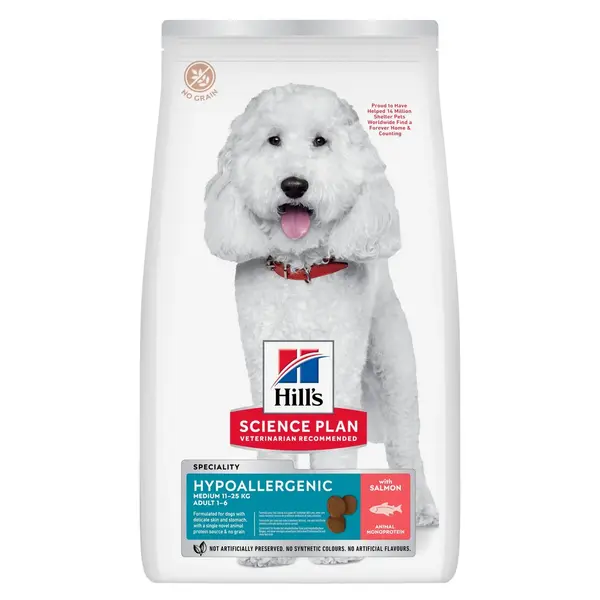 Hrana uscata pentru caini Hill s SP Hypoallergenic Medium Adult cu somon 12 kg