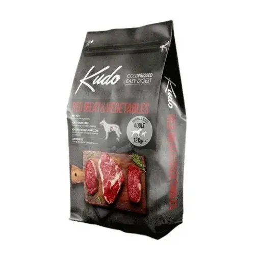 Hrana uscata pentru caini Kudo Adult Medium-Maxi cu vita 12 kg + 3 kg Hrana uscata Kudo cu curcan