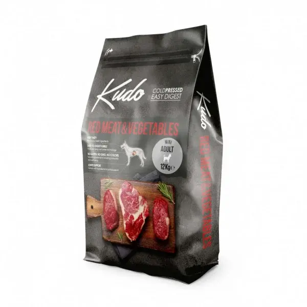 Hrana uscata pentru caini Kudo Mini Adult cu carne rosie legume 12 kg