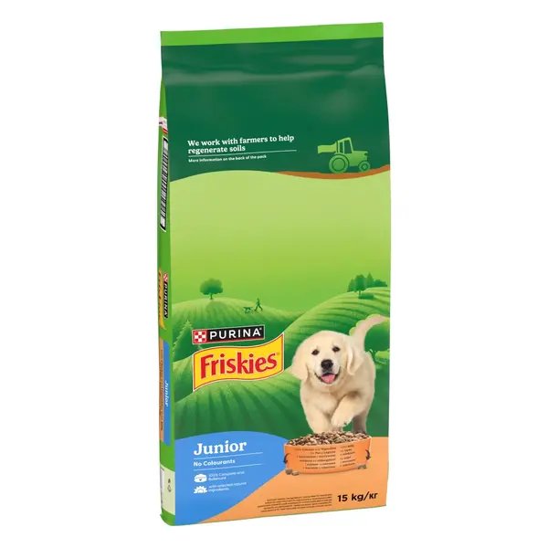 Hrana uscata pentru caini Purina Friskies Junior, Pui si legume, 15kg