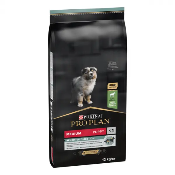 Hrana uscata pentru caini Purina Pro Plan Medium Puppy, Miel, Digestie sensibila, 12kg