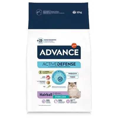 Hrana uscata pentru pisici Advance Hairball Sterilised cu curcan 10 kg