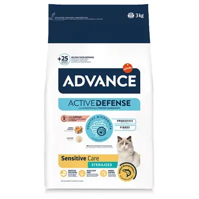 Hrana uscata pentru pisici Advance Sensitive Sterilised cu somon 3 kg