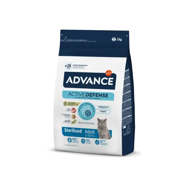 Hrana uscata pentru pisici Advance Sterilized, Curcan 3kg