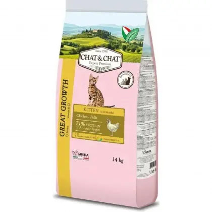 Hrana uscata pentru pisici Chat Chat Kitten cu pui 14 kg