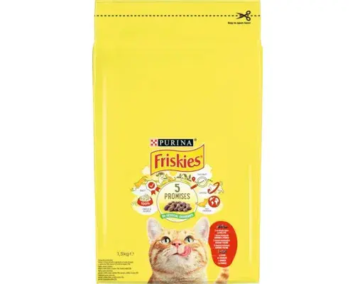 Hrana uscata pentru pisici Friskies Adult cu vita pui 1,5 kg