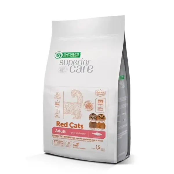 Hrana uscata pentru pisici NP Superior Care Blana Rosie cu hering 1,5 kg
