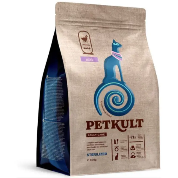 Hrana uscata pentru pisici Petkult Adult Care Sterilized pentru pisici cu continut ridicat de Rata 7 kg