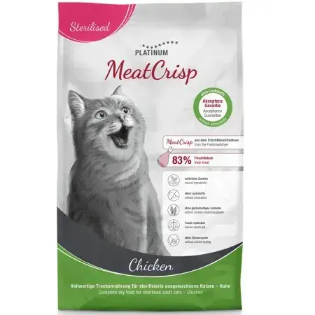 Hrana uscata pentru pisici Platinum MeatCrisp Sterilised cu pui 1,5 kg