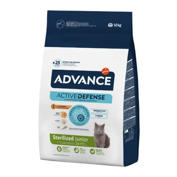 Hrana uscata pentru pisici sterilizate Advance Junior Sterilised, Pui, 10 kg