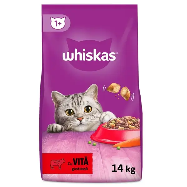 Hrana uscata pentru pisici Whiskas cu vita 14 kg