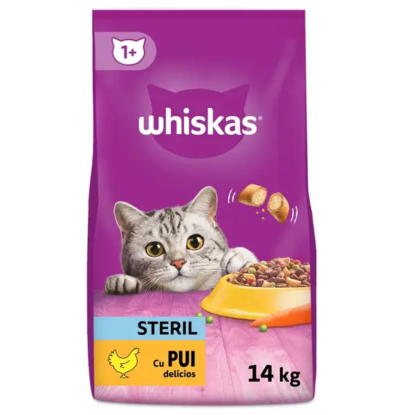 Hrana uscata pentru pisici Whiskas Steril, Pui, 14kg
