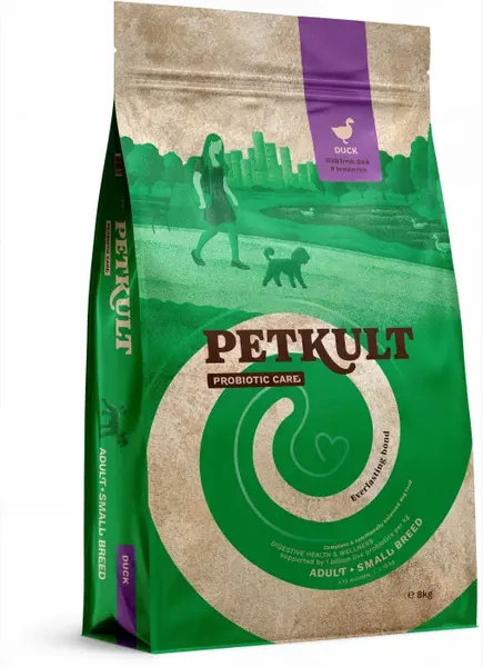 Hrana Uscata PETKULT Probiotics Adult small, talie mica, Rata si orez 8 kg