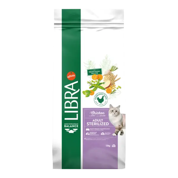 Hrana Uscata Pisici Adulte Sterilizate, Libra Cat Adult Sterilizat, Pui, 12 kg