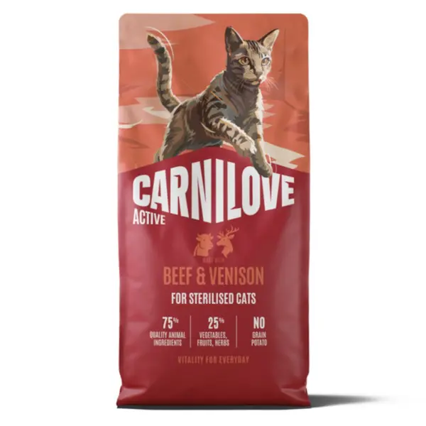 Hrana uscata pisici, Carnilove Active Cat Dry Beef Venison Sterilised Adult All Breeds 6 kg