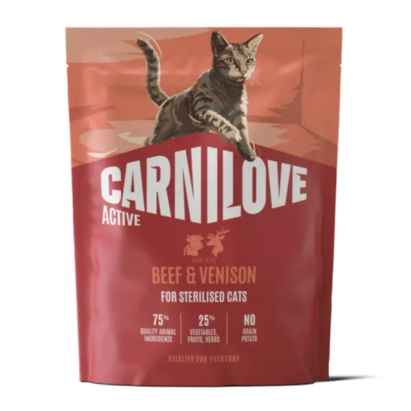 Hrana uscata pisici, Carnilove Active Cat Dry Beef Venison Sterilised Adult All Breeds 400 g