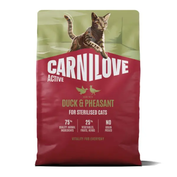 Hrana uscata pisici, Carnilove Active Cat Dry Duck Pheasat Sterilised Adult All Breeds 2 kg