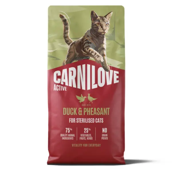 Hrana uscata pisici, Carnilove Active Cat Dry Duck Pheasat Sterilised Adult All Breeds 6 kg