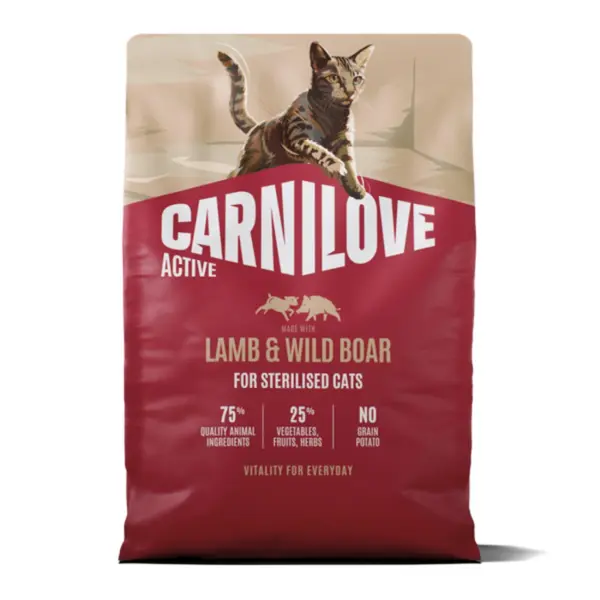 Hrana uscata pisici, Carnilove Active Cat Dry Lamb Wild Boar Sterilised Adult All Breeds 2 kg