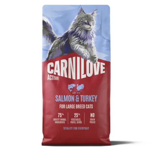 Hrana uscata pisici, Carnilove Active Cat Dry Salmon Turkey Adult Large Breeds 6 kg