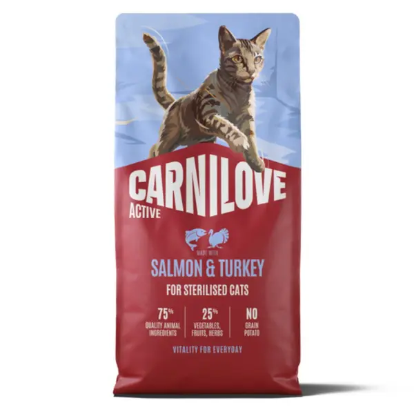 Hrana uscata pisici, Carnilove Active Cat Dry Salmon Turkey Sterilised Adult All Breeds 6 kg
