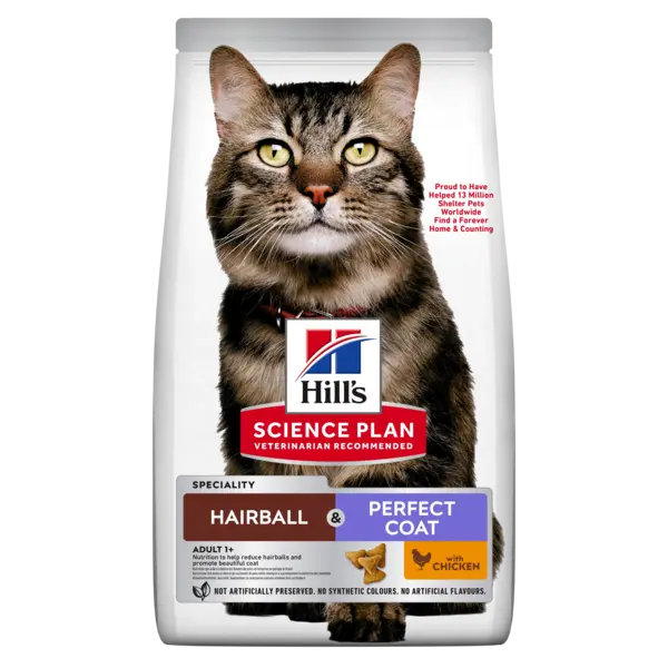 Hrana uscata pisici, Hill's Science Plan Feline Hairball and Perfect Coat, Chicken, 7 kg