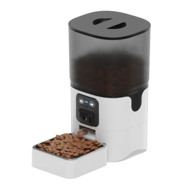 Hranitor automat pentru animale de companie iHunt Smart Pet Feeder 6L Cam Alb, Programabil, Two-Way Talk, Multifunctional, Aplicatie iHuntHome, Contol Portii, Alimentare Dubla 6L