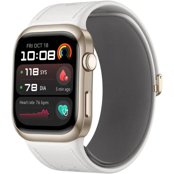 Huawei Smartwatch Huawei Watch D2, Gold aluminum alloy Case, Composite Leather Strap, Alb