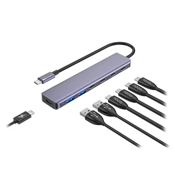 Hub 7 in 1 Platinet, 10GBS, pd 100w, aluminiu, PMH22