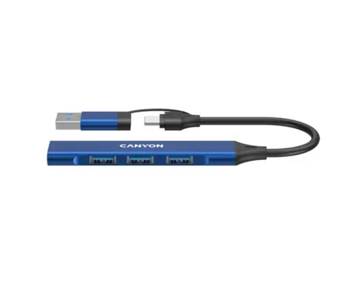 Hub Canyon DS-02, 1 x USB-A 3.0, 3 x USB-A 2.0 (Albastru)