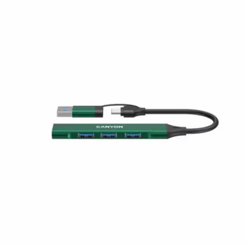 Hub Canyon DS-02, 1 x USB-A 3.0, 3 x USB-A 2.0 (Verde)