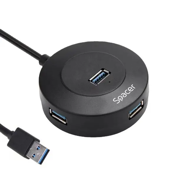 HUB extern Spacer USB 3.2, negru HUB extern Spacer USB 3.2, negru
