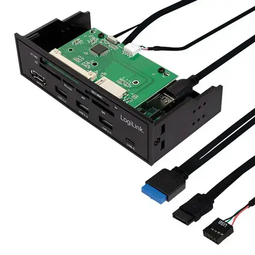 HUB intern LOGILINK, USB 3.0 x 3, USB Type C, porturi: SD, MicroSD, M2, MS, XD, CF, eSATA, conectare prin USB 2.0/SATA (Negru)